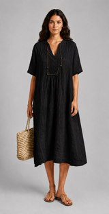 Women's Beach Dress | Relaxed Fit, V-Neckline & Gathered Waist