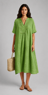 Women's Beach Dress | Relaxed Fit, V-Neckline & Gathered Waist