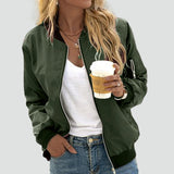 Women's lightweight bomber jacket with zipper and sleeve pocket 3