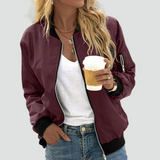 Women's lightweight bomber jacket with zipper and sleeve pocket 6