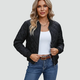 Quilted women's bomber jacket with zipper and cuffs 2