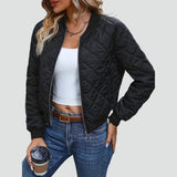 Quilted women's bomber jacket with zipper and cuffs 3