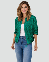 Shiny sequin bomber jacket with zipper in party style 5