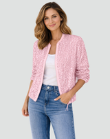 Shiny sequin bomber jacket with zipper in party style 3