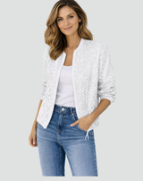 Shiny sequin bomber jacket with zipper in party style 4