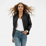 Valmonti | Women’s Vintage-Inspired Zip Bomber Jacket 1
