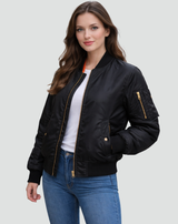 Women's bomber jacket with sleeve pocket 1