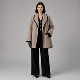 Women's Coat | Contrast Trim & Elegant Collar