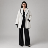 Women's Coat | Contrast Trim & Elegant Collar