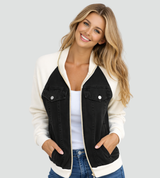 Trendy women's denim jacket with raglan sleeves 8