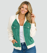Trendy women's denim jacket with raglan sleeves 5