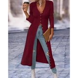 Women’s Longline V Neck Button Jacket – Lightweight Comfortable Stylish Casual Elegant Everyday Outerwear 1