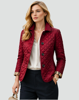 Women’s Quilted Jacket Button Front Collared Outerwear 5