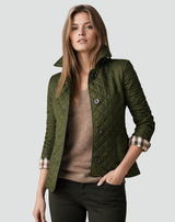 Women’s Quilted Jacket Button Front Collared Outerwear 8