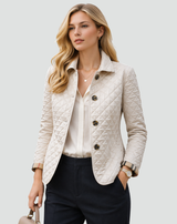 Women’s Quilted Jacket Button Front Collared Outerwear 1