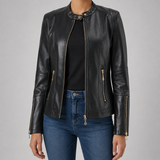 Women's Jacket | Zip Biker Style & Fitted