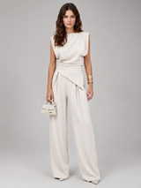 Women Jumpsuit | Wide-Leg & Draped Asymmetric Waist