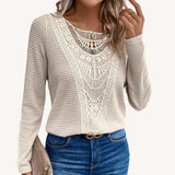 Women's Long Sleeve Top with Lace Crochet Detailing 5