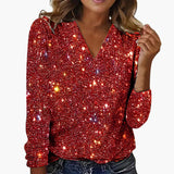 Women’s Glitter Top with V-Neckline and Diamond-Inspired Accents 4