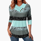 Women’s Casual Top with Striped Pattern and Button Details 1