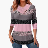 Women’s Casual Top with Striped Pattern and Button Details 0