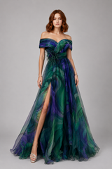 Women Maxi Dress | Off-Shoulder & Feather Waist