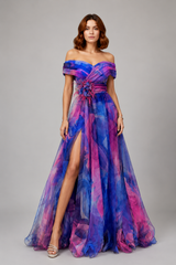 Women Maxi Dress | Off-Shoulder & Feather Waist