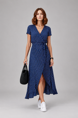 Women's Midi Dress | Floral Wrap, V-Neck & Tie Waist