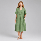 Women's Midi Dress | Relaxed V-Neck Breathable