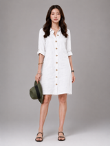 Women's Midi Dress | Shirt Collar, Button-Through & Roll-Up Sleeves