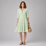 Women's Midi Dress | Tiered Button-Down Style