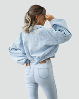 Women's oversized short corduroy shirt jacket with pockets 1