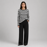 Women's Sweater | Striped & Crew Neck