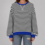 Women's Sweatshirt | Oversized Striped Crew Neck