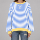 Women's Sweatshirt | Oversized Striped Crew Neck