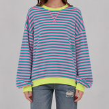 Women's Sweatshirt | Oversized Striped Crew Neck