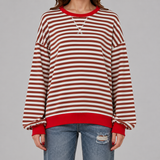 Women's Sweatshirt | Oversized Striped Crew Neck