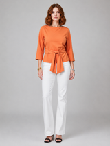 Women T-Shirt | Tie-Knot Waist & Round Neck