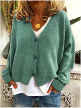 Women's V-neck Cardigan with Button Detail | L&S 0
