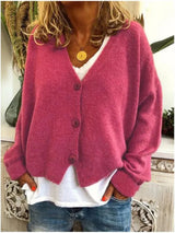 Women's V-neck Cardigan with Button Detail | L&S 1