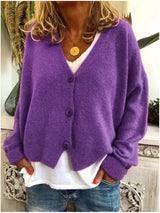 Women's V-neck Cardigan with Button Detail | L&S 5