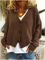Women's V-neck Cardigan with Button Detail | L&S 6