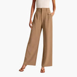 Women's High-Waist Trousers with Wide-Leg and Pleats 5