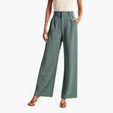Women's High-Waist Trousers with Wide-Leg and Pleats 4