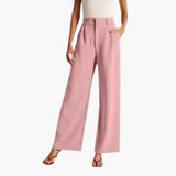 Women's High-Waist Trousers with Wide-Leg and Pleats 0