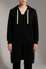 Women's longline hooded jacket with zip and pockets | L&S 4