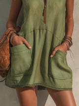 Women's Sleeveless Mini Dress | Half-Zip A-Line Design 4