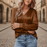 Yvonne – Women Satin blouse with V-neck 3