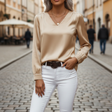 Yvonne – Women Satin blouse with V-neck 4