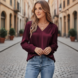 Yvonne – Women Satin blouse with V-neck 7